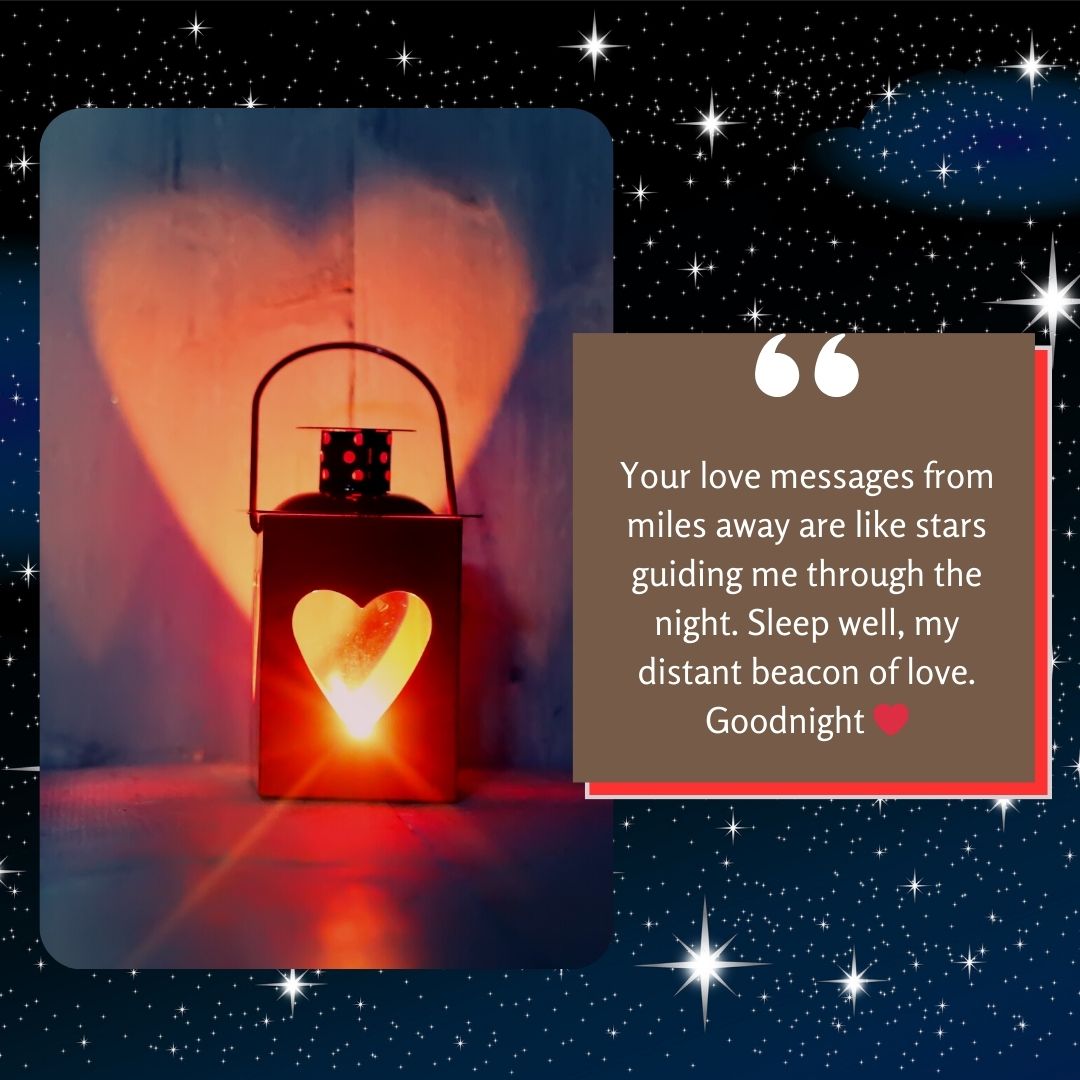 A lantern with a heart cutout casts a warm glow, illuminating a heart-shaped shadow on a backdrop of stars and space. The image includes Good Night Messages For Wife, evoking feelings of love