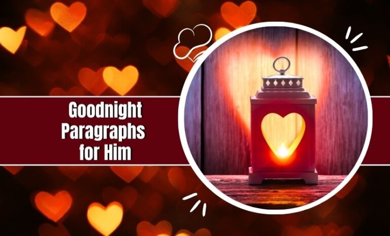 A graphic with the text "Goodnight Paragraphs for Him" featuring a glowing lantern with a heart-shaped cutout against a dark, bokeh background of red hearts.
