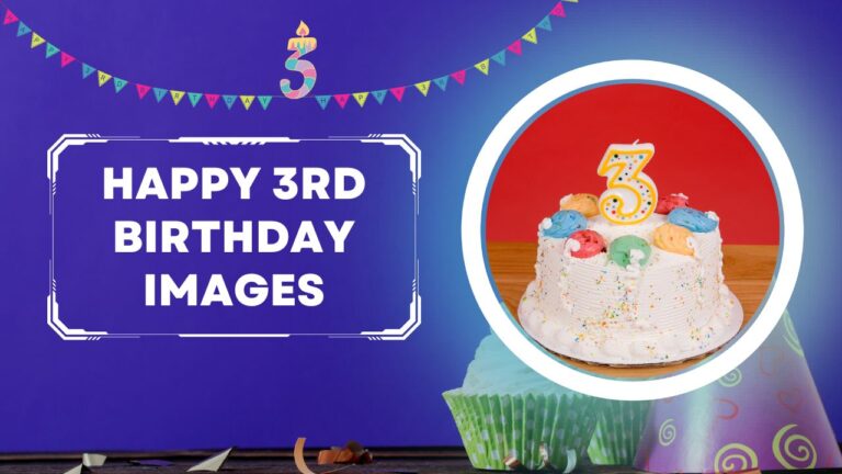 Graphic featuring a birthday celebration scene with text "Happy 3rd Birthday," and an image of a cake decorated with a number 3 candle and colorful frosting, suitable for boys and girls.